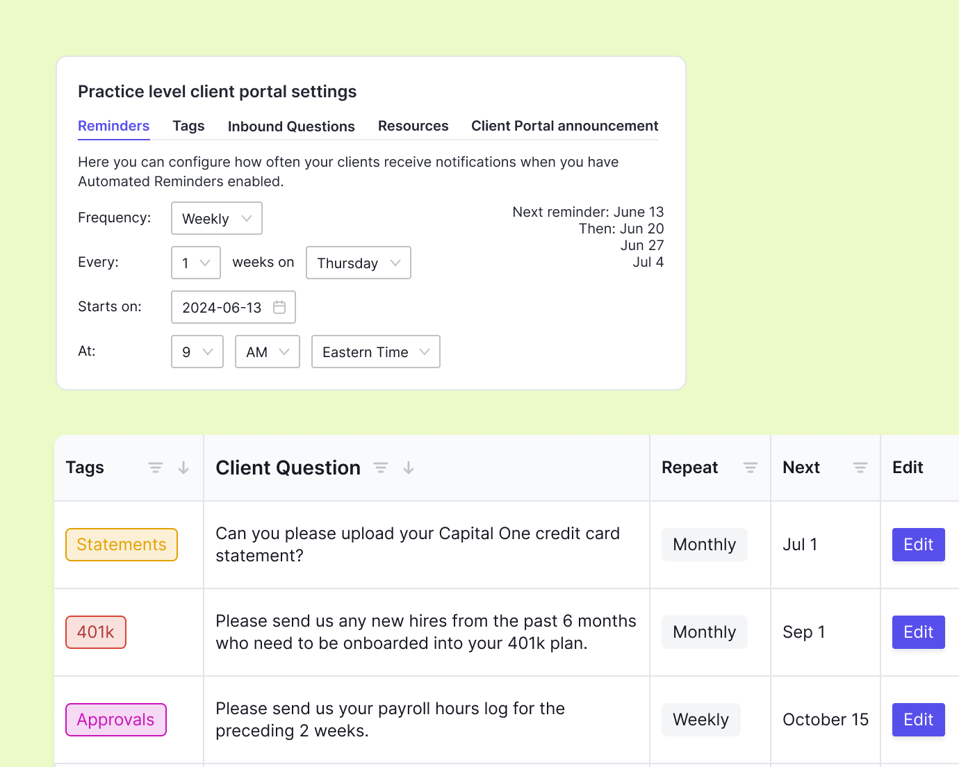 client questionnaire