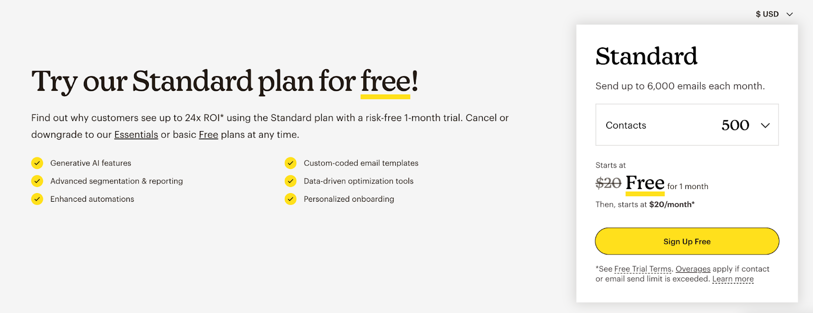 mailchimp standard plan
