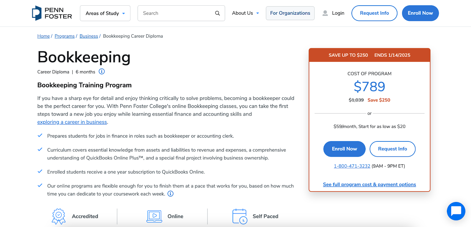 Penn Foster Career School - Bookkeeping Training Program